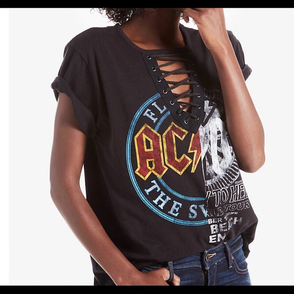 Nwt Lucky Brand Acdc Lace Up Shirt Xl 